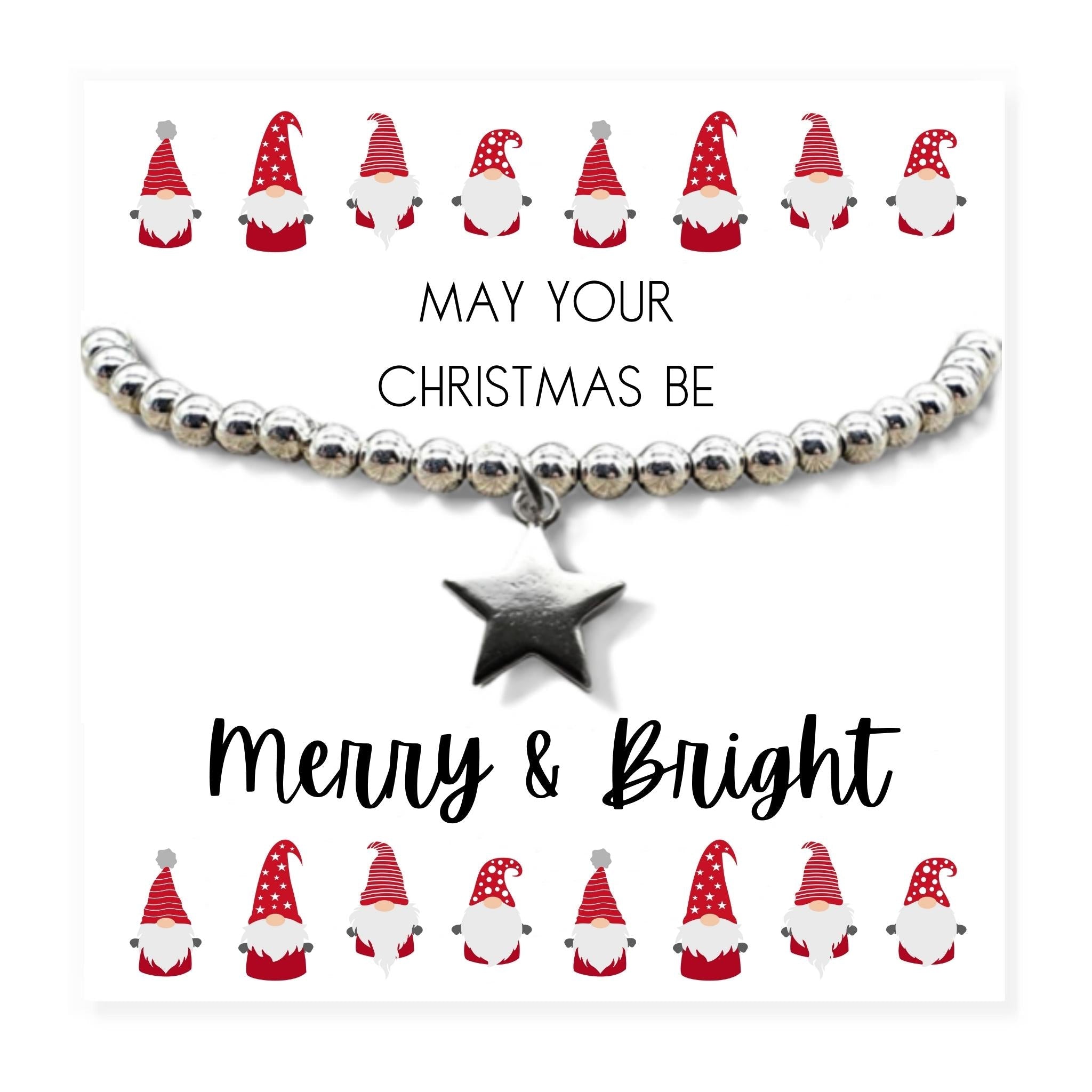 Merry & Bright Christmas Gift Hamper - Silver Star Bracelet, Chocolates & Candle