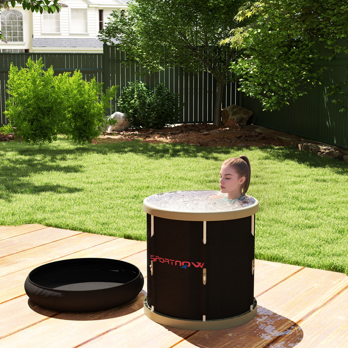 Ice Bath Tub Outdoor, 210L Portable Cold Water Therapy Tub, Black