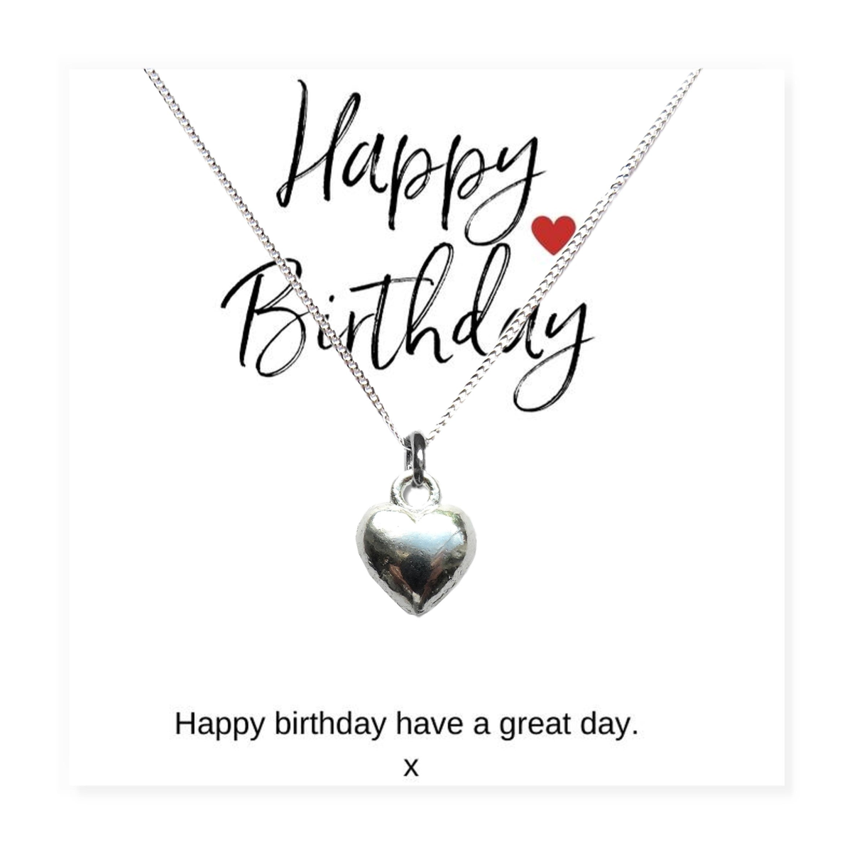 Happy Birthday Mini Gift box with Silver Heart Necklace | Letter Box Gift For Her | Unique Gifts For Her Birthday, Thank you or Christmas UK