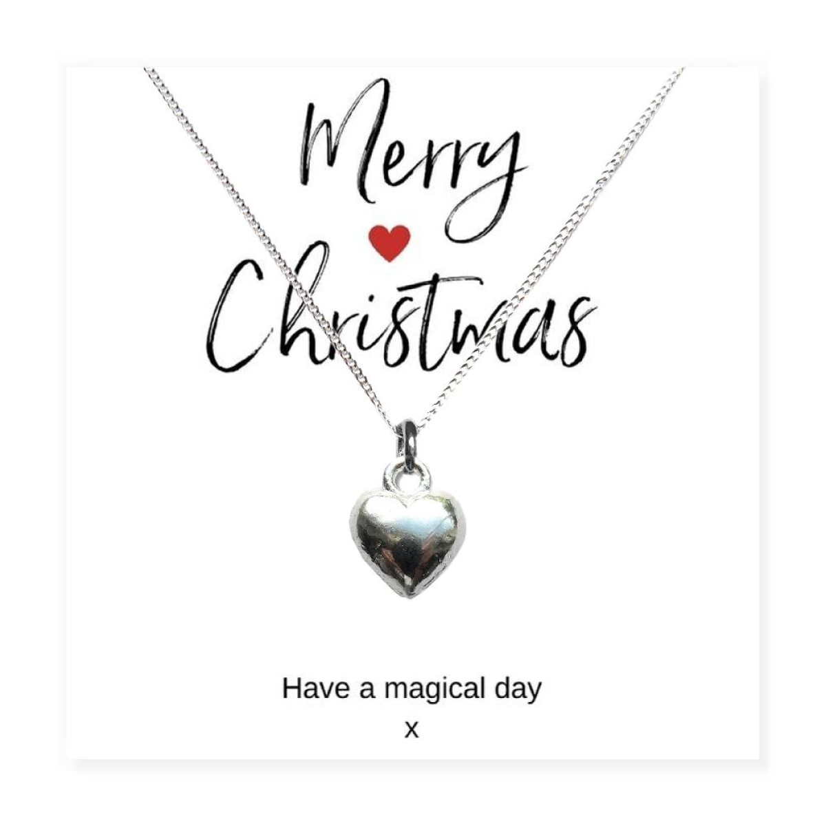 Merry Christmas | Silver Heart Necklace & Jewellery Box Gift