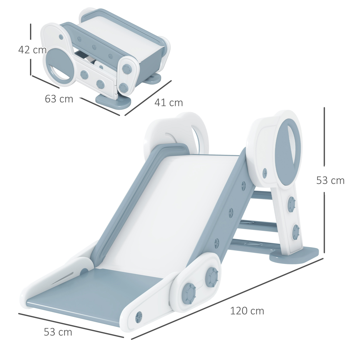Foldable Kids Slide, Baby Slide for 1.5-3 Years, Grey