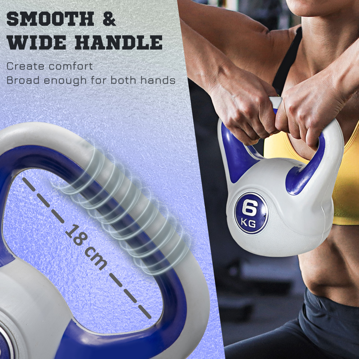 6kg Kettle Bell with Handle for Home Gym, Purple and Grey