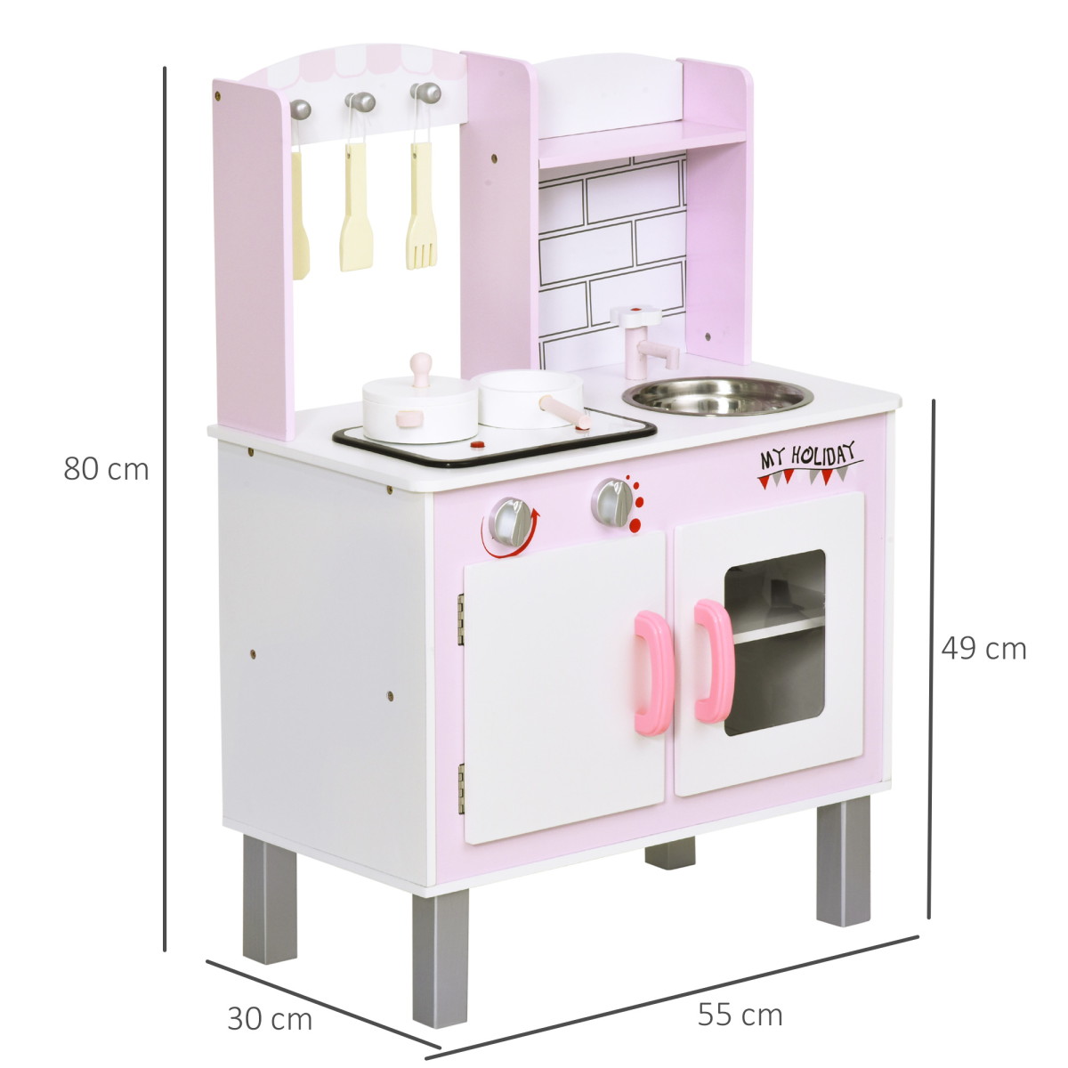 Kitchen Play Set Sounds Utensils Pans Storage Child Role Play