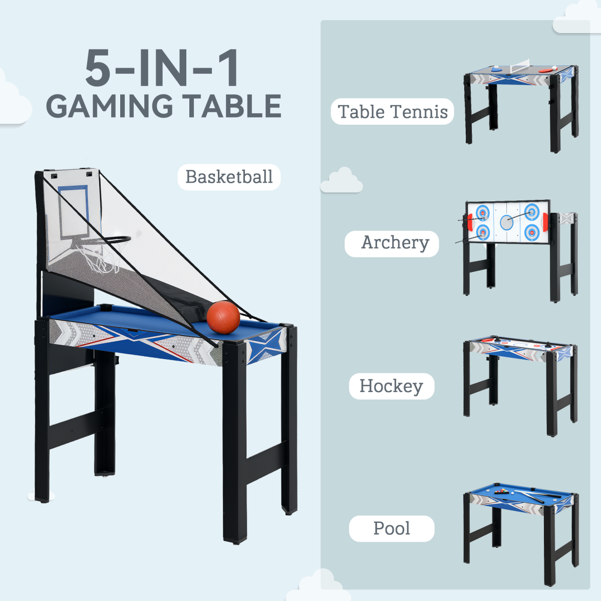 Multi Games Table Combo Sports Game Table for Kids, Blue