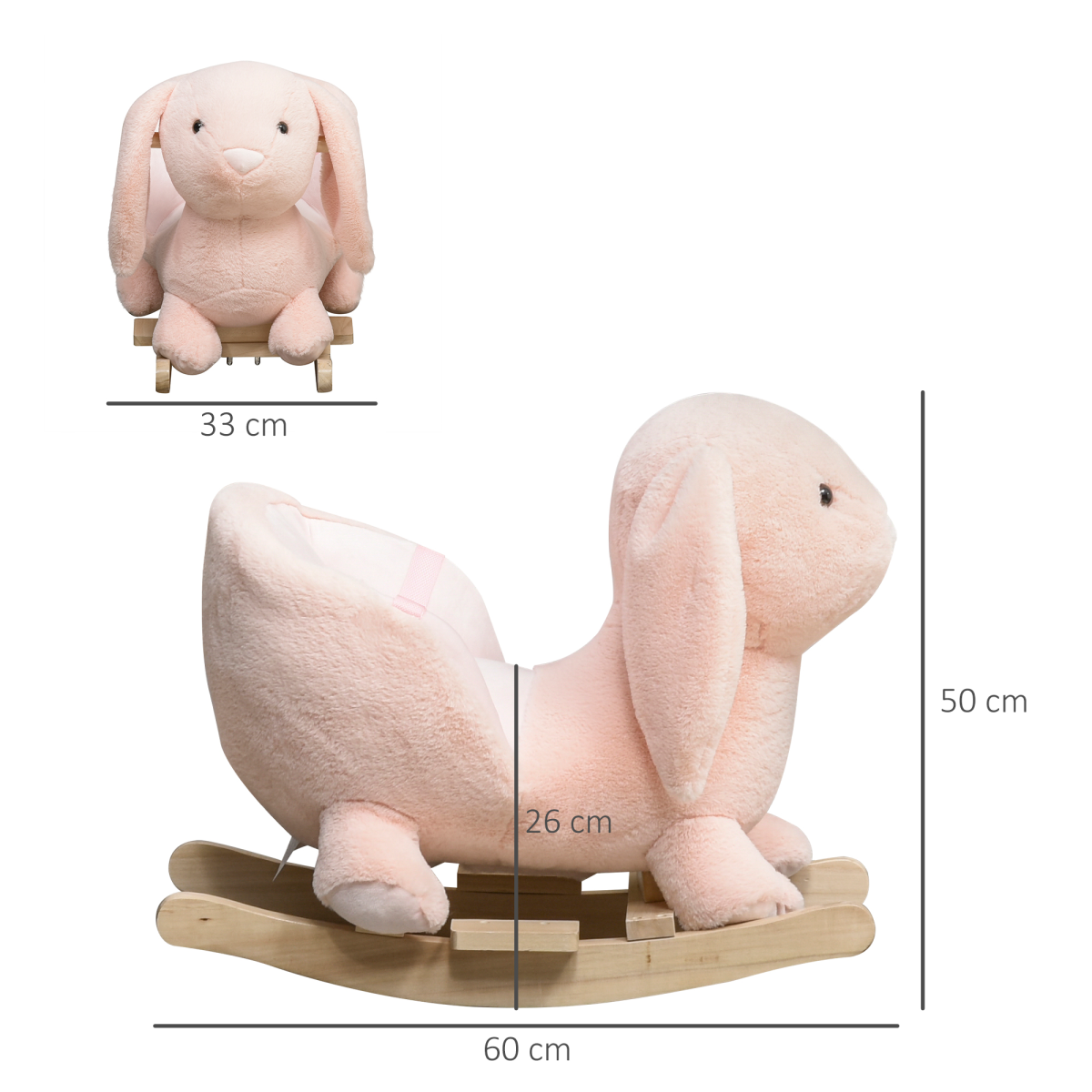 Ride-On Rocking Rabbit Sound Handlebars Seat Belt Plush Body