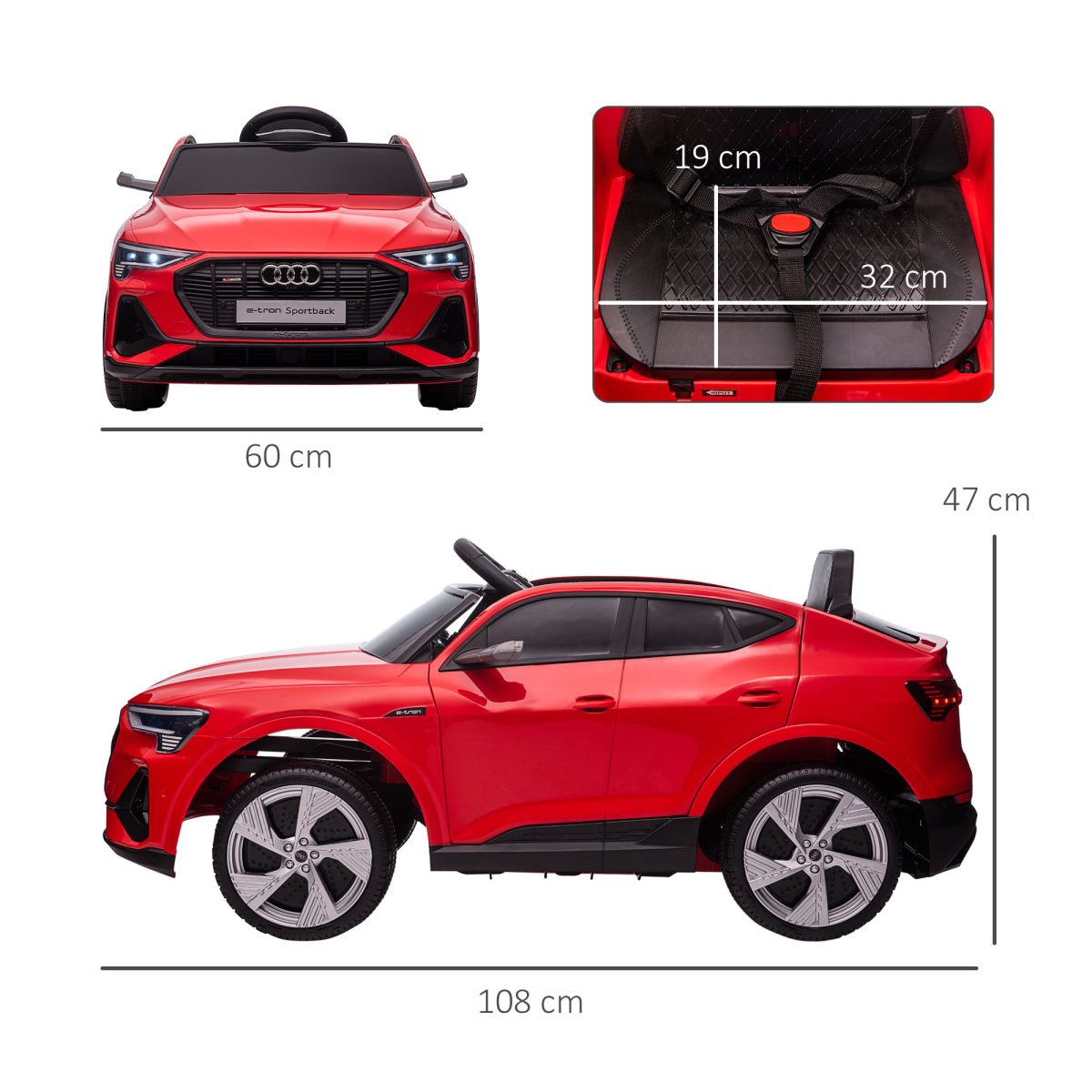 Audi Electric Ride-On Car/ w Remote Control, Lights, Music - Red