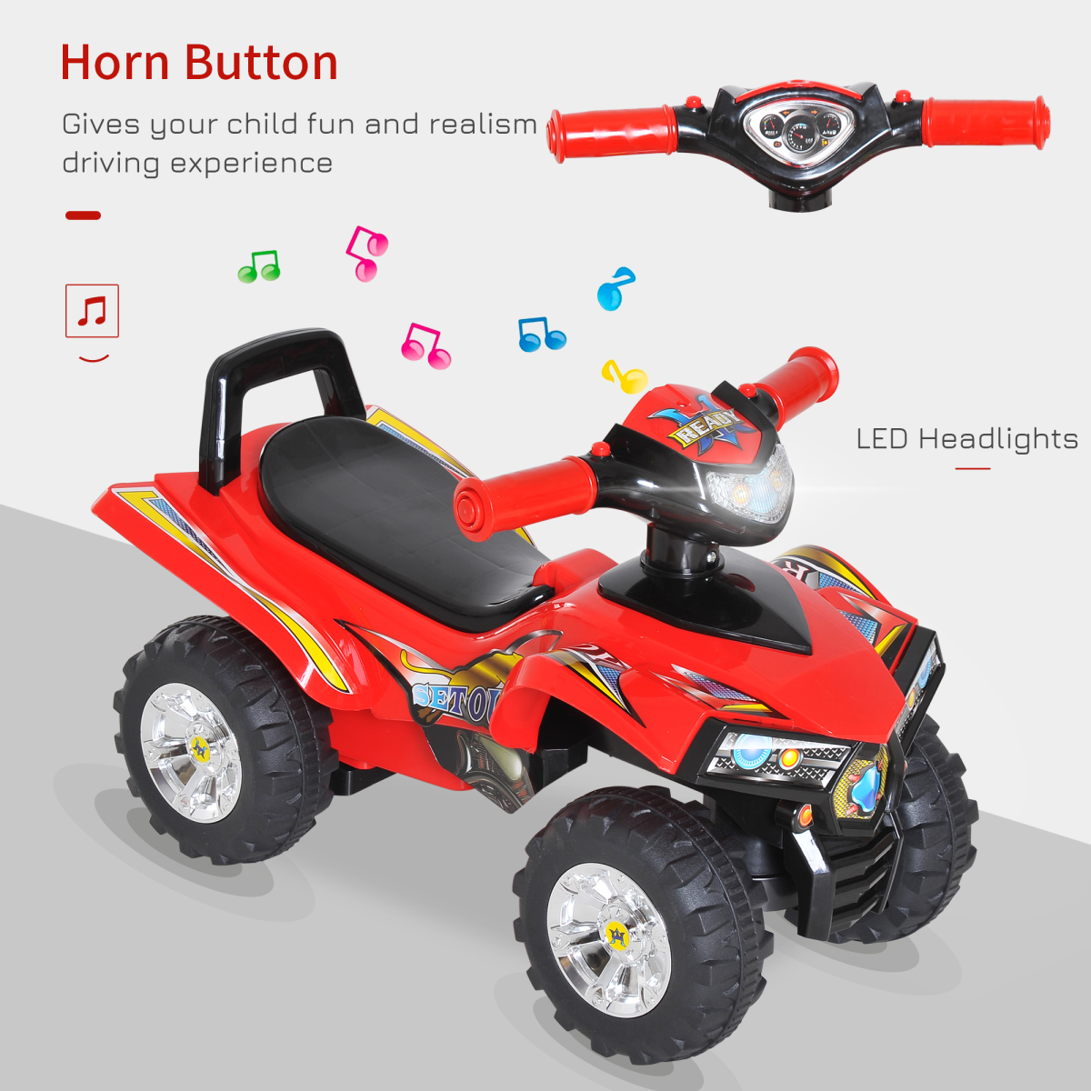 Ride On Quads Boys Girls LED Lights Horn Music Toys 4 Wheels