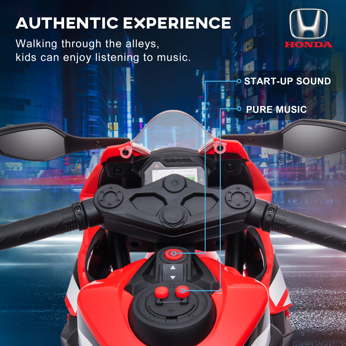 Honda Licensed 6V Kids Electric Motorbike Ride On Car for 3-5 Years Red