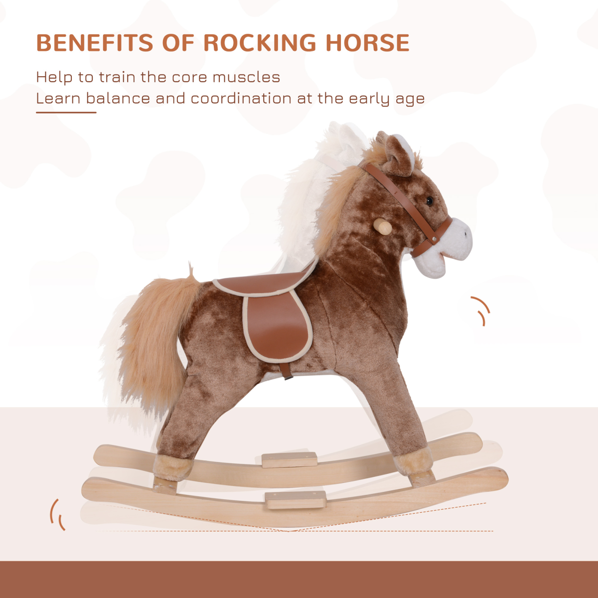 Kids Rocking Horse Wooden Plush Age 3 Children Ride On Toy Rocker Baby