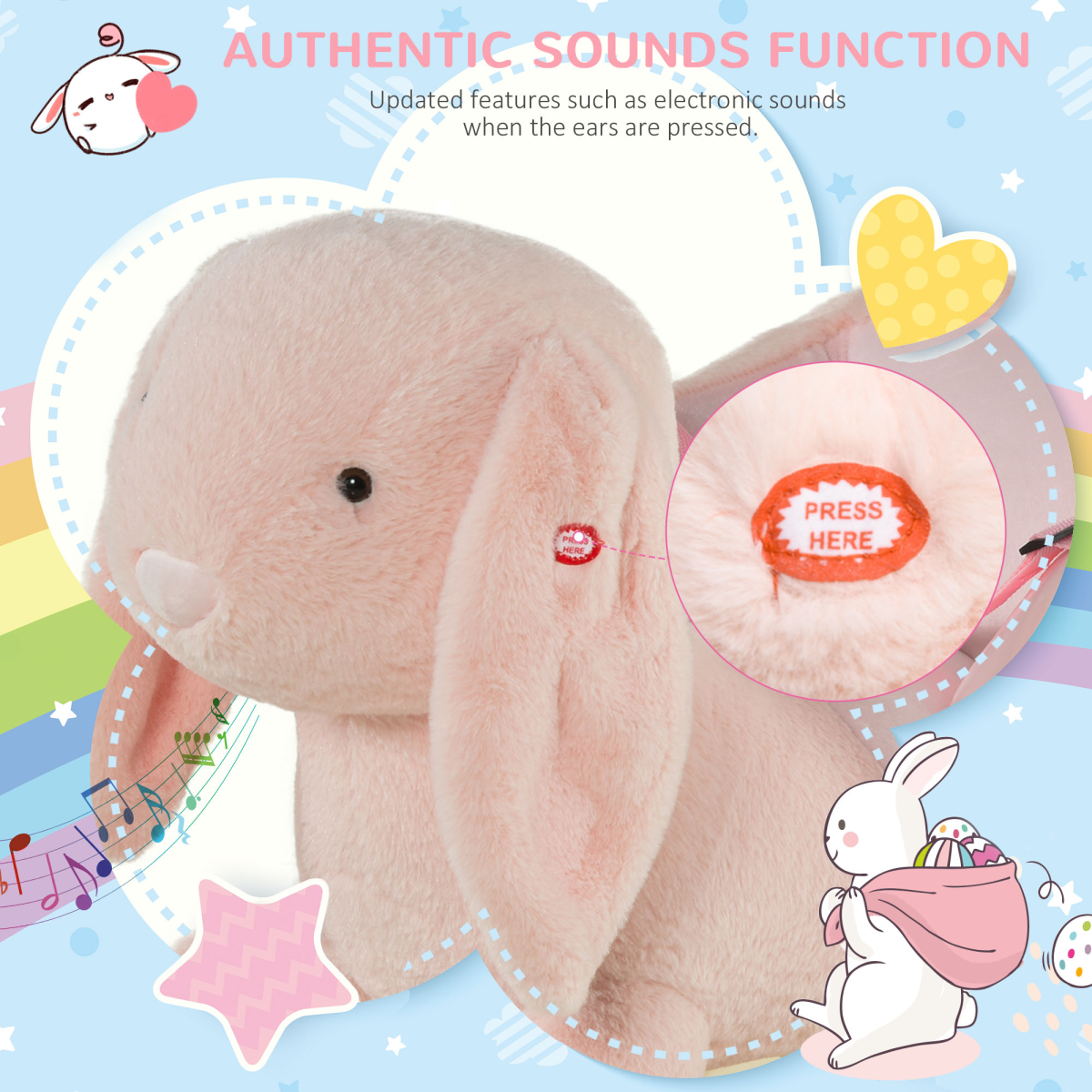 Ride-On Rocking Rabbit Sound Handlebars Seat Belt Plush Body