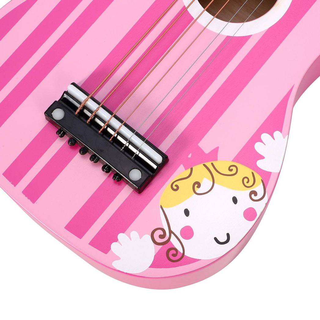 Wooden Pink Striped Guitar Musical Instrument