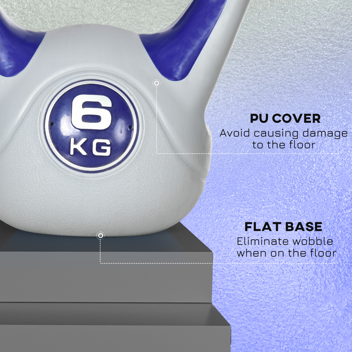 6kg Kettle Bell with Handle for Home Gym, Purple and Grey