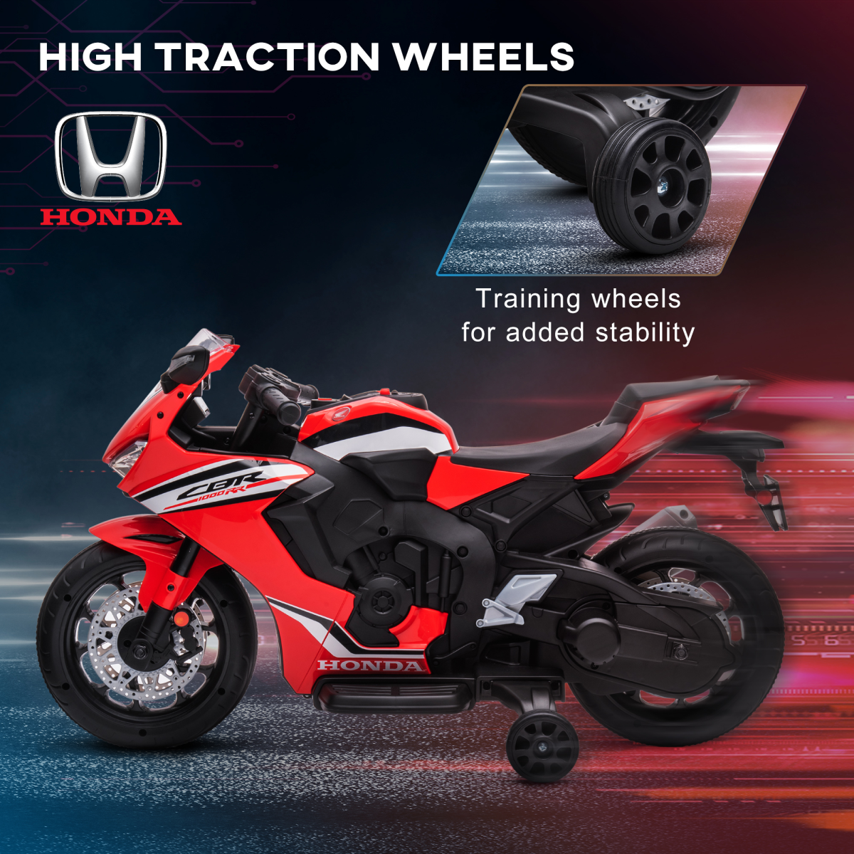 Honda Licensed 6V Kids Electric Motorbike Ride On Car for 3-5 Years Red