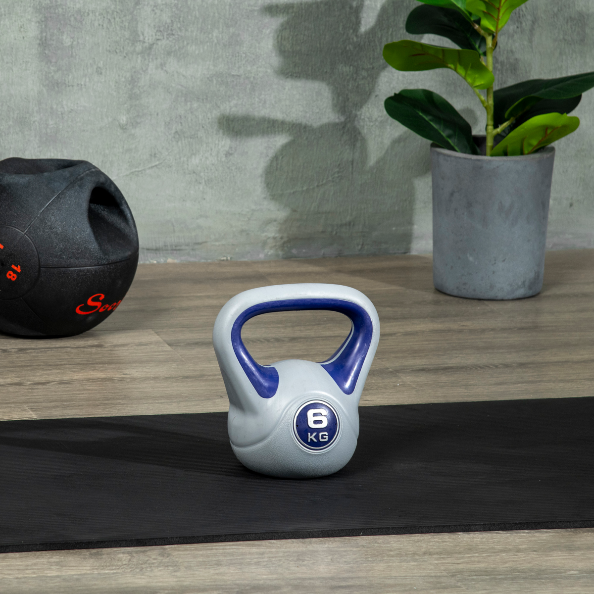 6kg Kettle Bell with Handle for Home Gym, Purple and Grey