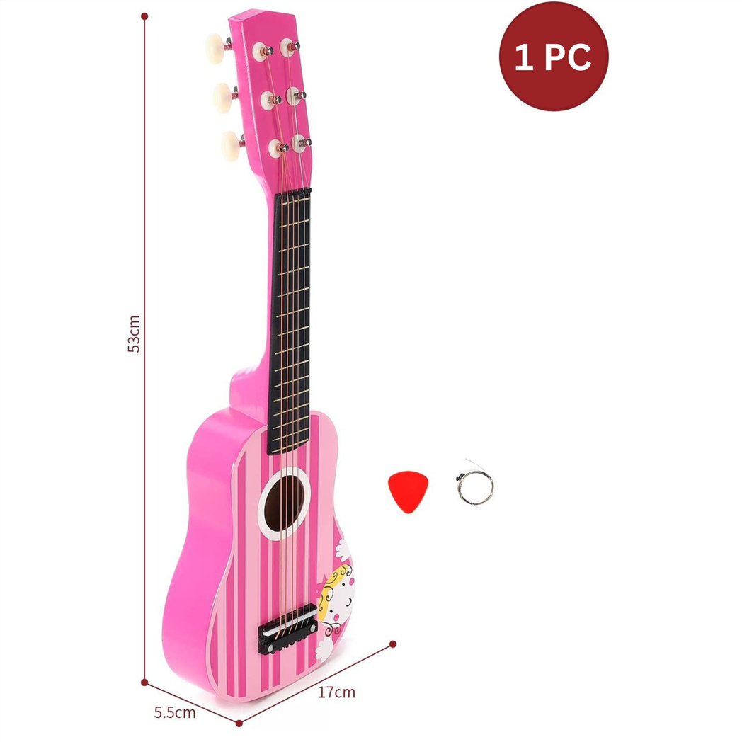 Wooden Pink Striped Guitar Musical Instrument