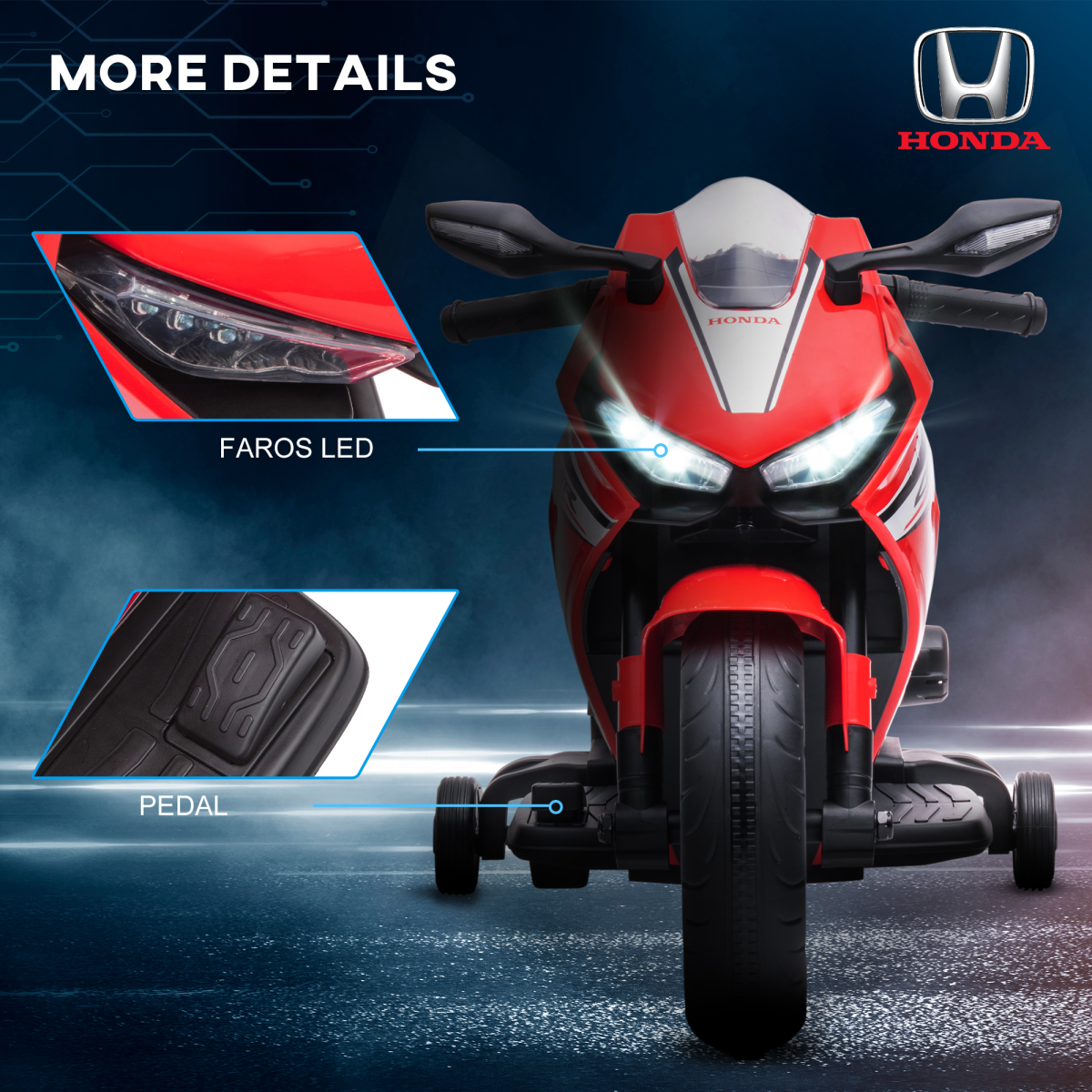 Honda Licensed 6V Kids Electric Motorbike Ride On Car for 3-5 Years Red