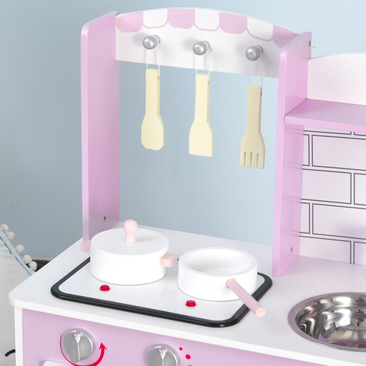 Kitchen Play Set Sounds Utensils Pans Storage Child Role Play