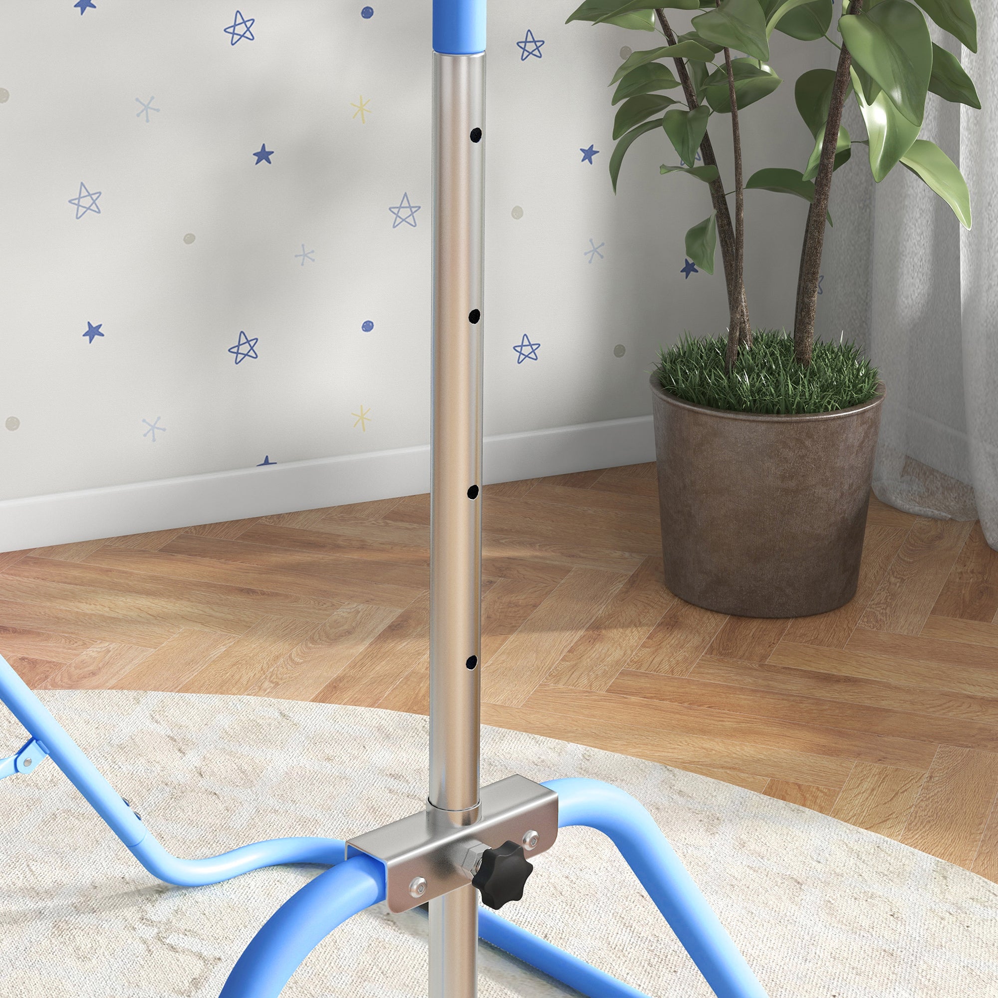 Kids Gymnastic Bar w/ Adjustable Height, Foldable Training Bar - Blue