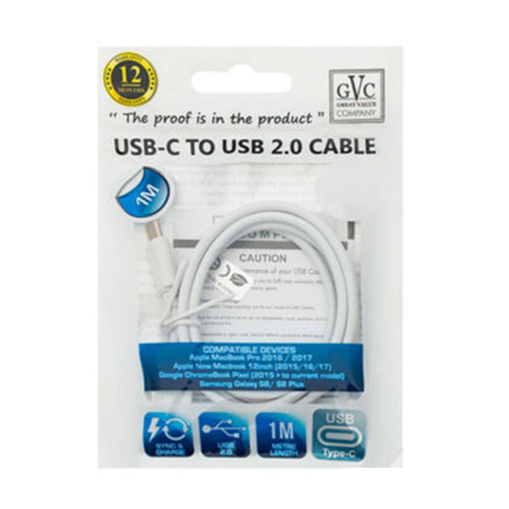 USB to Type C Cable, For Phone & Pad, Charging & Syncing - 1m