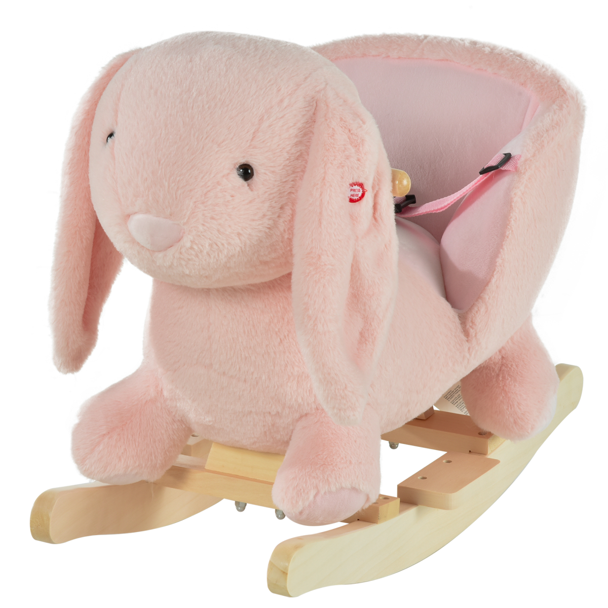 Ride-On Rocking Rabbit Sound Handlebars Seat Belt Plush Body