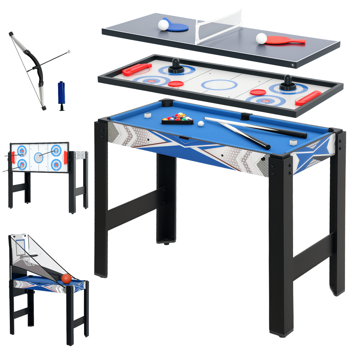 Multi Games Table Combo Sports Game Table for Kids, Blue
