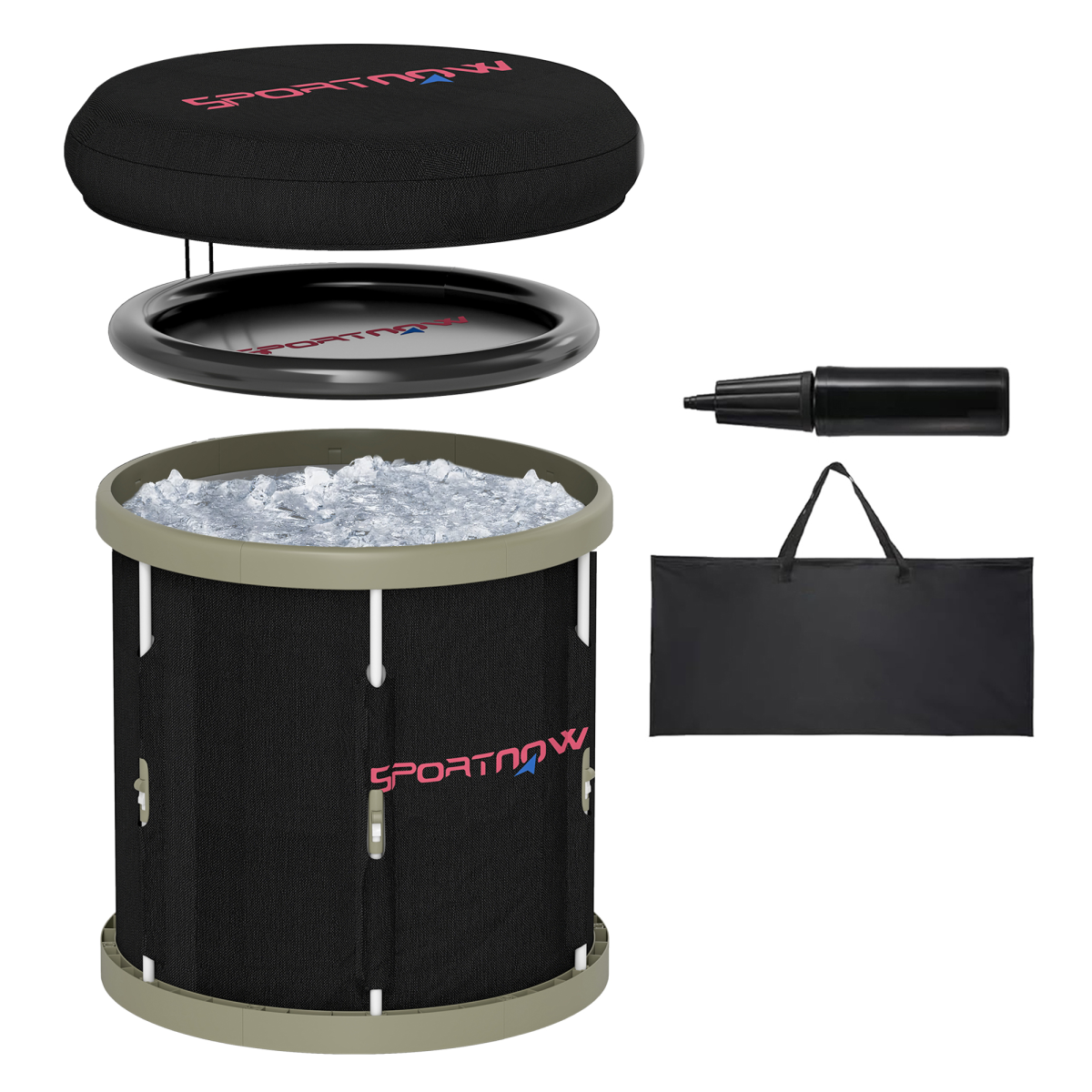 Ice Bath Tub Outdoor, 210L Portable Cold Water Therapy Tub, Black