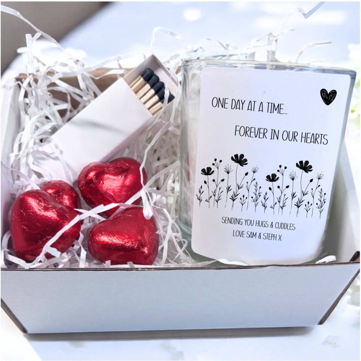 Personalised Forever in Our Hearts Candle Gift Set | In Memory of Mum, Dad, Gran, Grandad