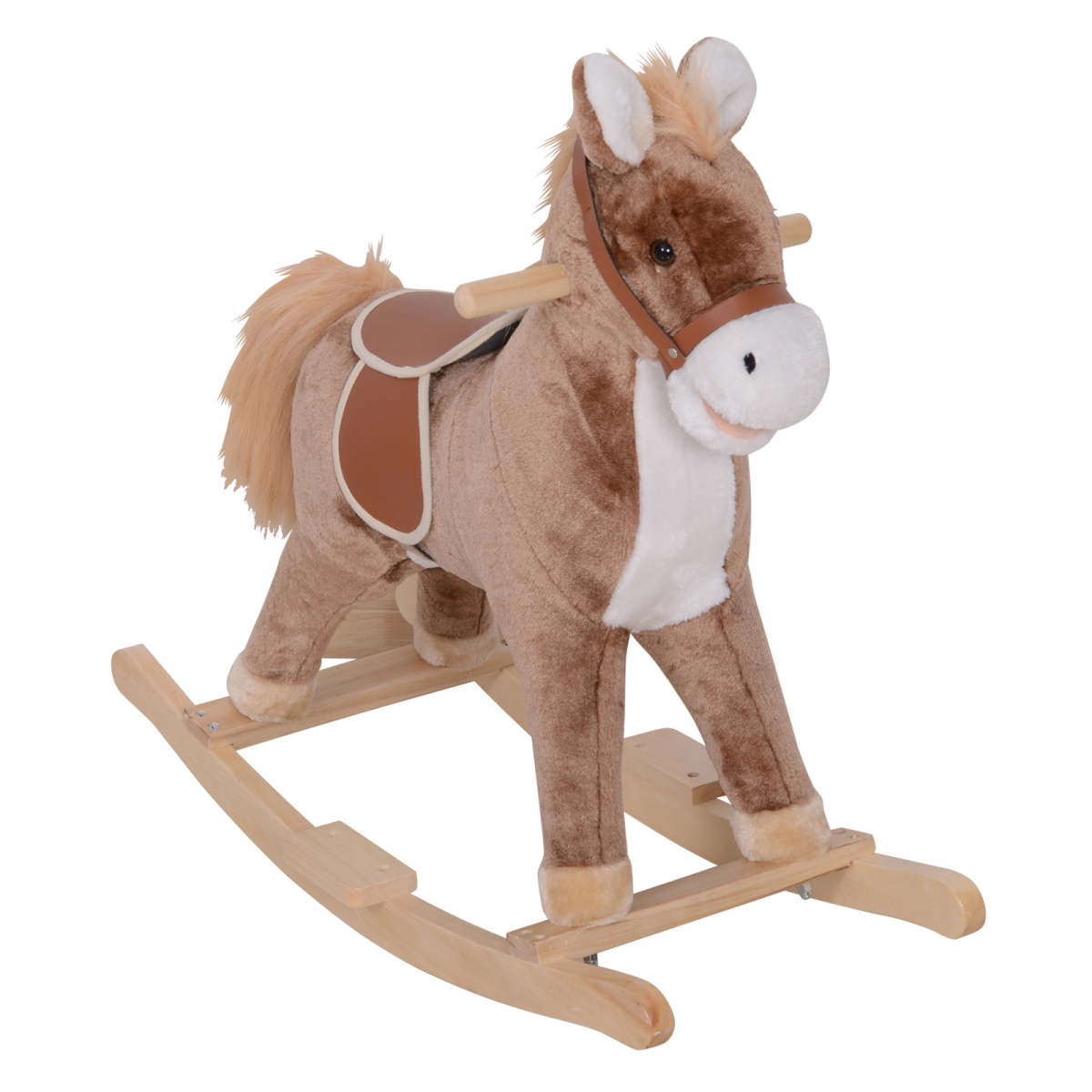 Kids Rocking Horse Wooden Plush Age 3 Children Ride On Toy Rocker Baby