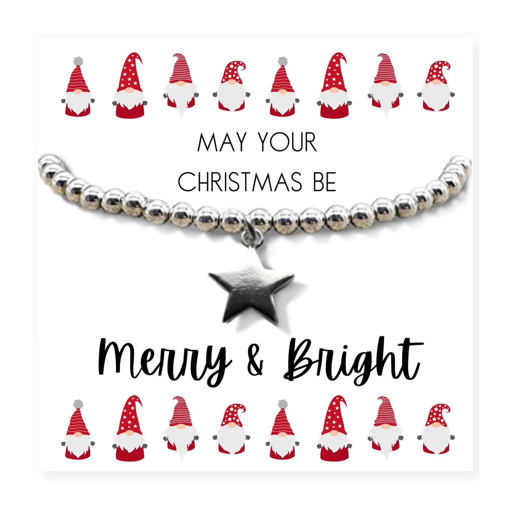 Merry & Bright Christmas Gift Hamper - Silver Star Bracelet, Chocolates & Candle