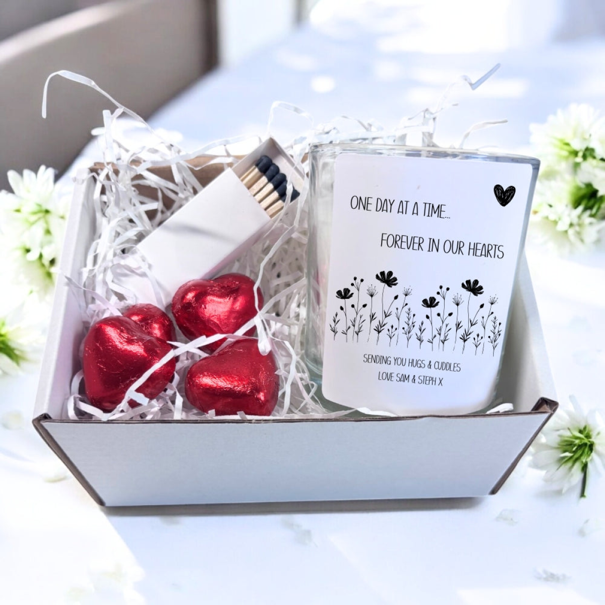 Personalised Forever in Our Hearts Candle Gift Set | In Memory of Mum, Dad, Gran, Grandad
