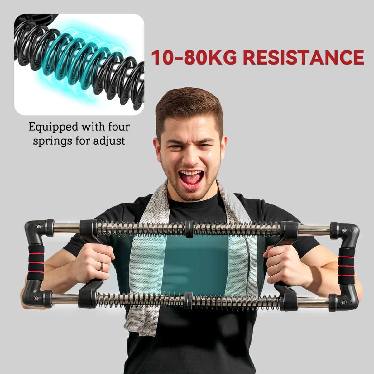 Chest Expander with 10-50kg Adjustable Resistance for Men, Women