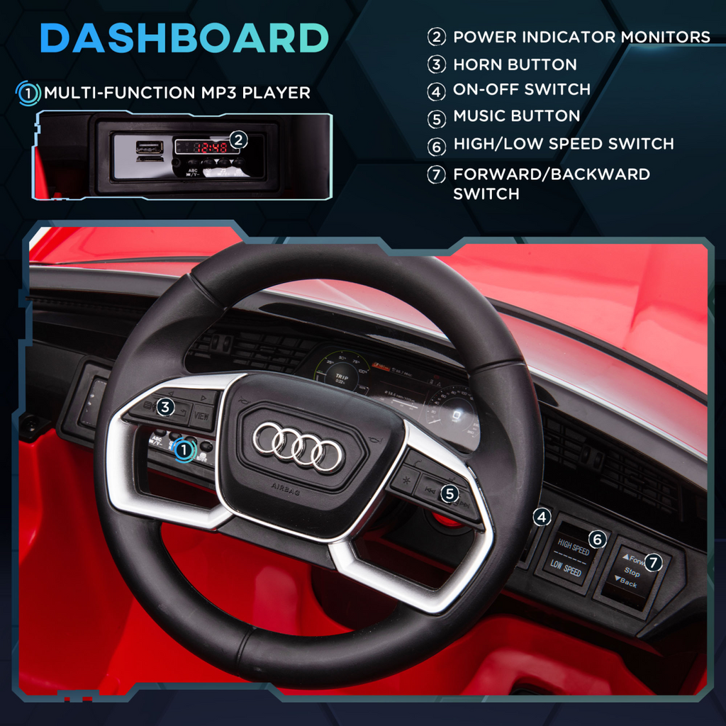Audi Electric Ride-On Car/ w Remote Control, Lights, Music - Red