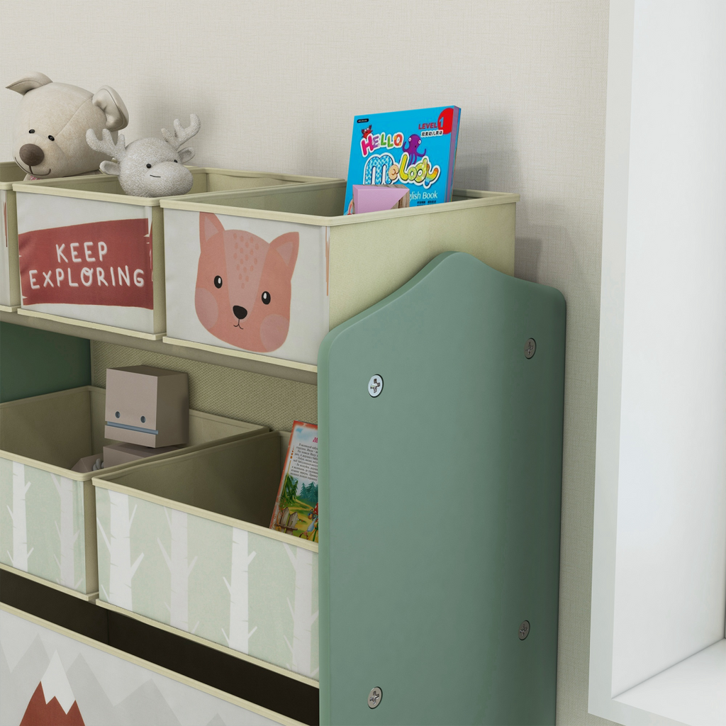 Kids Storage Units with 6 Boxes, Childrens Toy Storage Organiser, Green