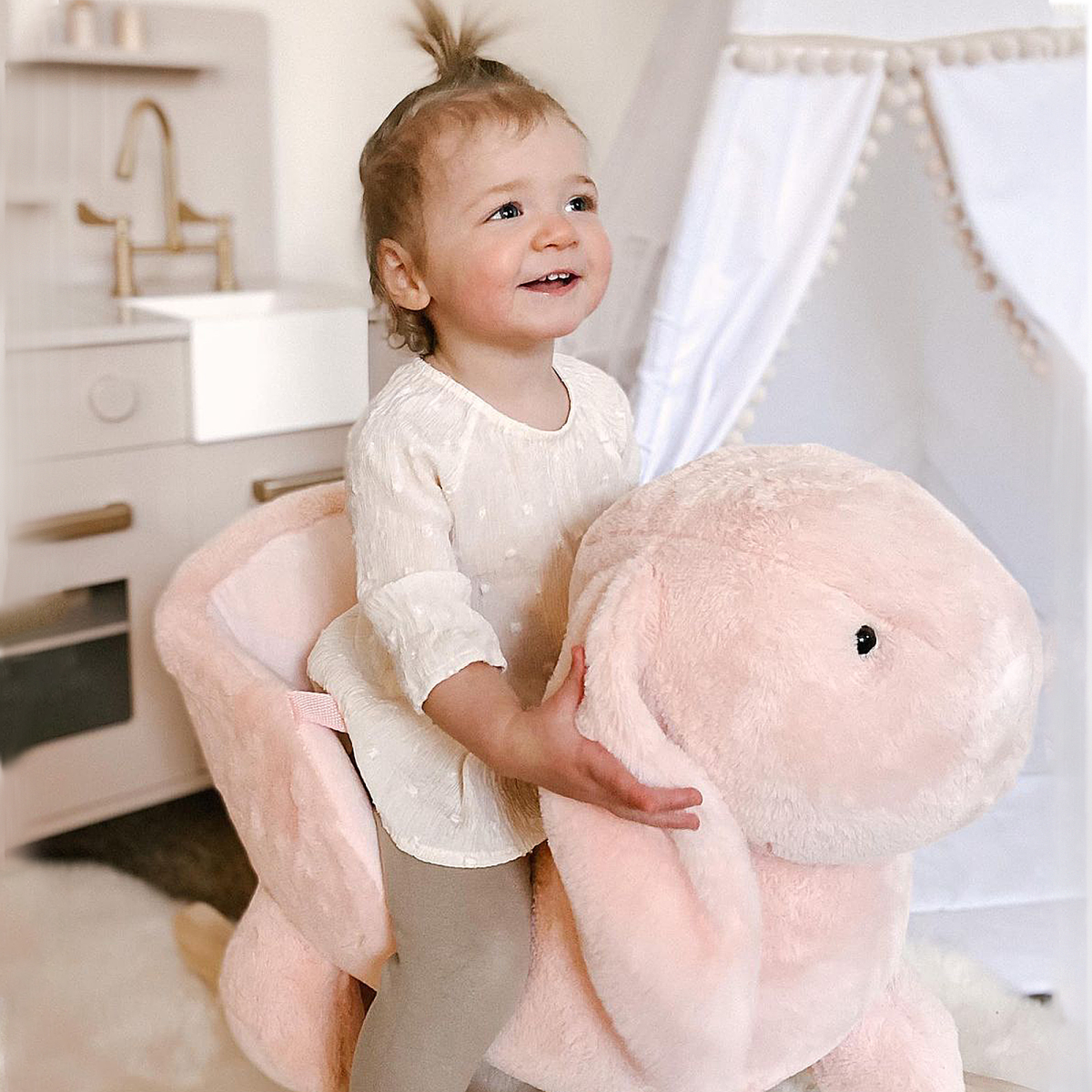 Ride-On Rocking Rabbit Sound Handlebars Seat Belt Plush Body