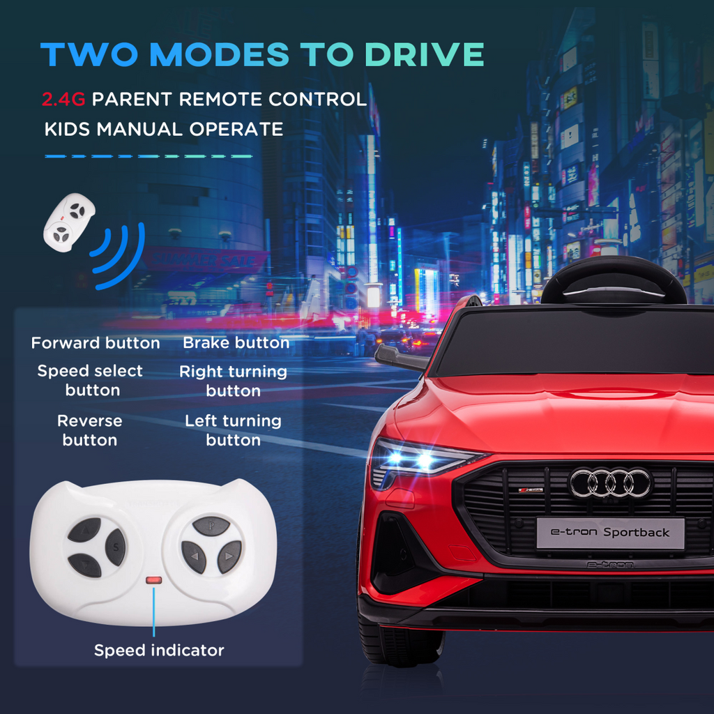 Audi Electric Ride-On Car/ w Remote Control, Lights, Music - Red
