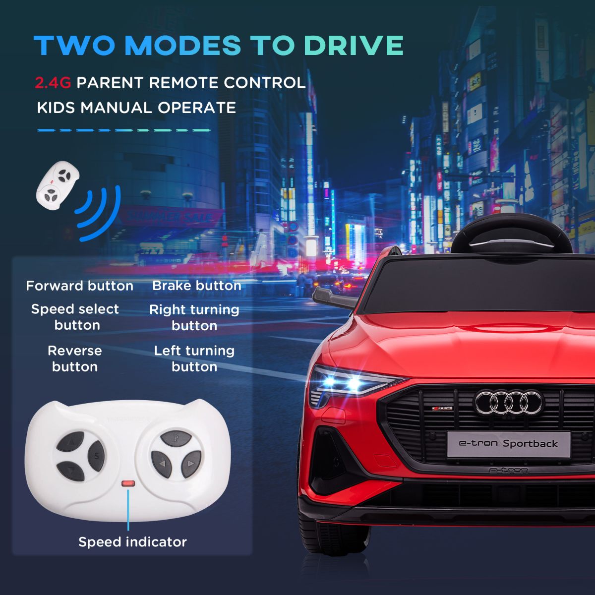 Audi Electric Ride-On Car/ w Remote Control, Lights, Music - Red