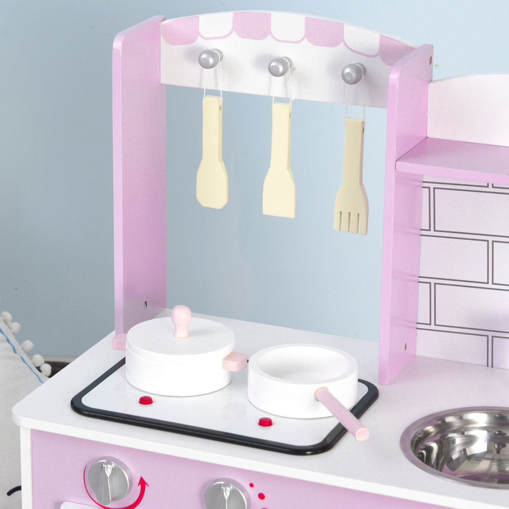 Kitchen Play Set Sounds Utensils Pans Storage Child Role Play