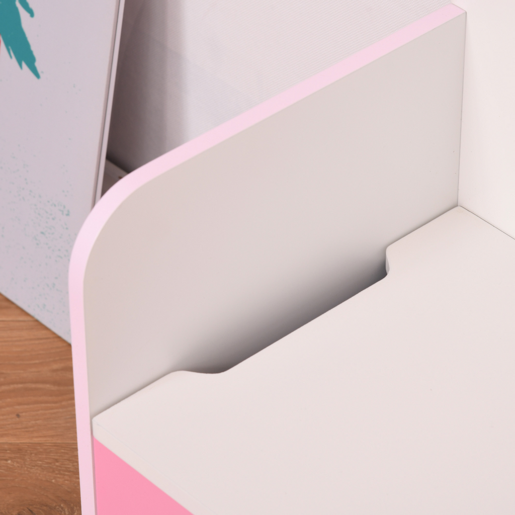 Kids Wooden Toy Box Children Storage Chest Bench Organiser Bedroom Pink HOMCOM