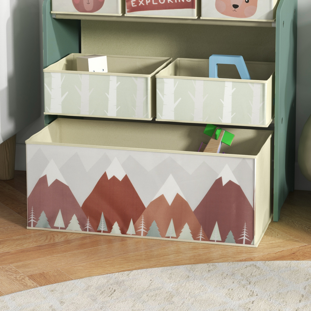 Kids Storage Units with 6 Boxes, Childrens Toy Storage Organiser, Green